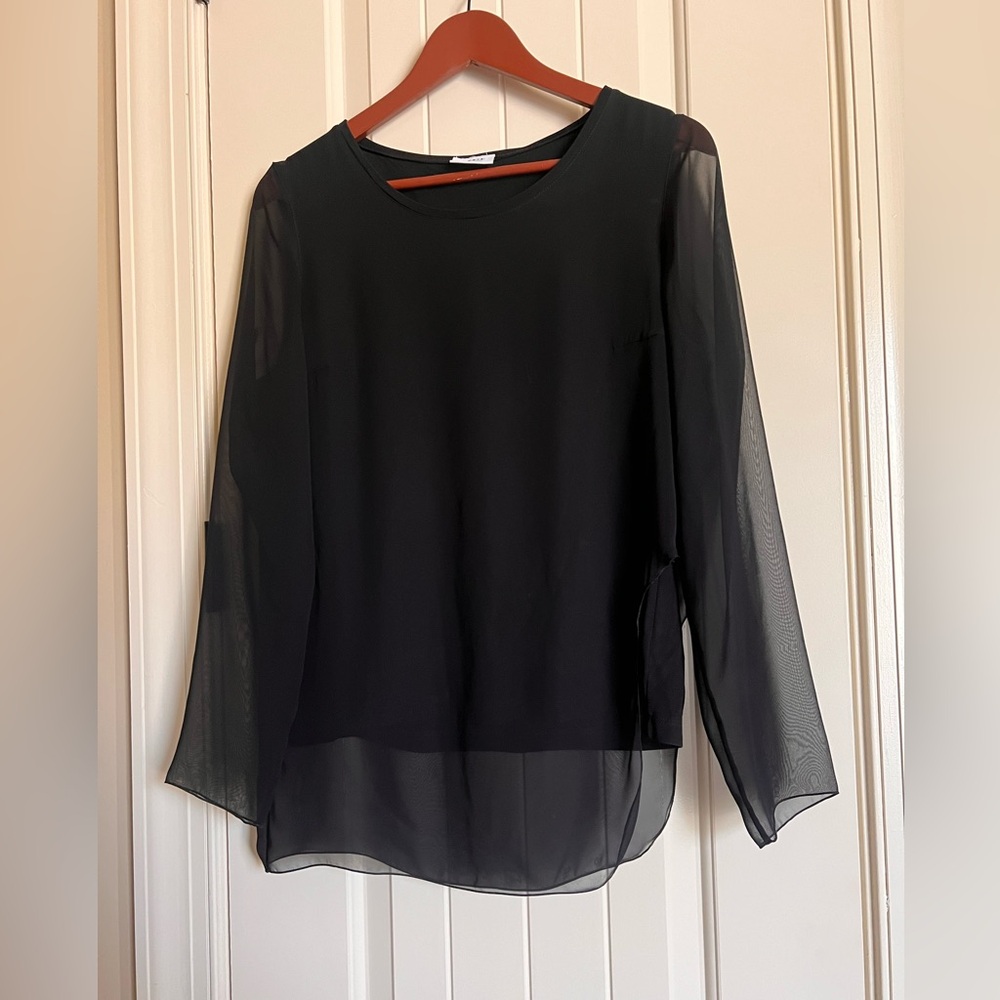Akris Punto Sheer Layer Black Blouse Polyester Women’s Size 8
